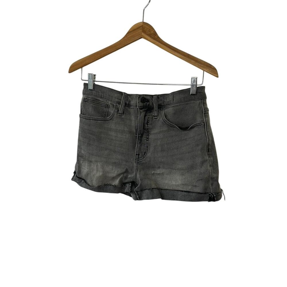 Madewell Washed-Out Black High-Rise Cuffed Denim Shorts Women's 27
